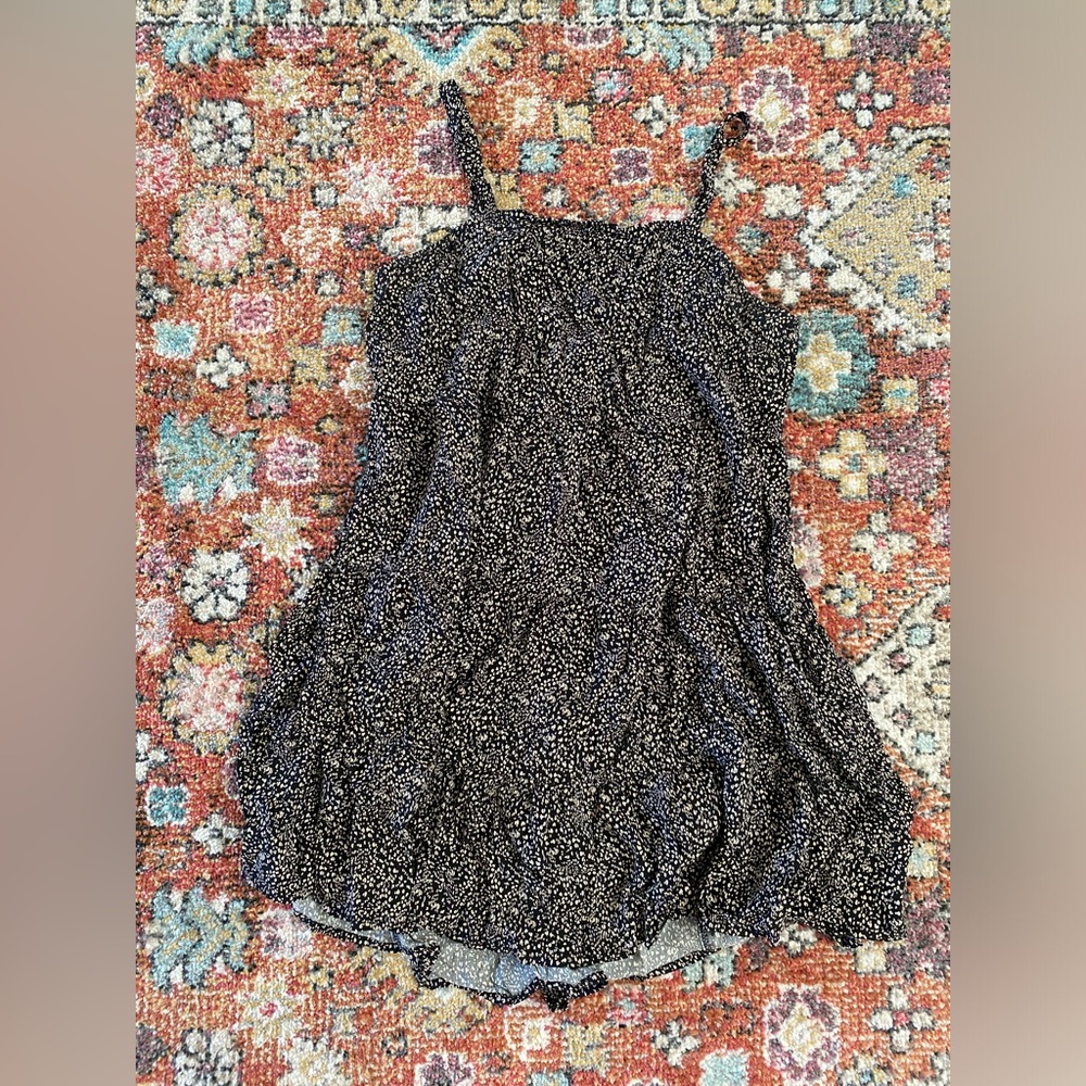 Old Navy Black with Spotted Print Spaghetti Tiered Dress with Pockets